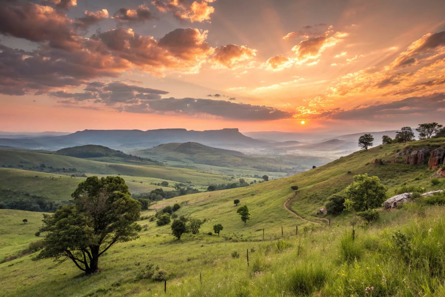 Sunrise over a South African landscape, symbolizing new beginnings and growth